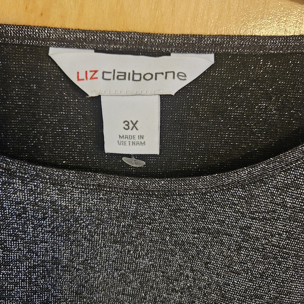 Liz Claiborne Metallic Black Top 3X